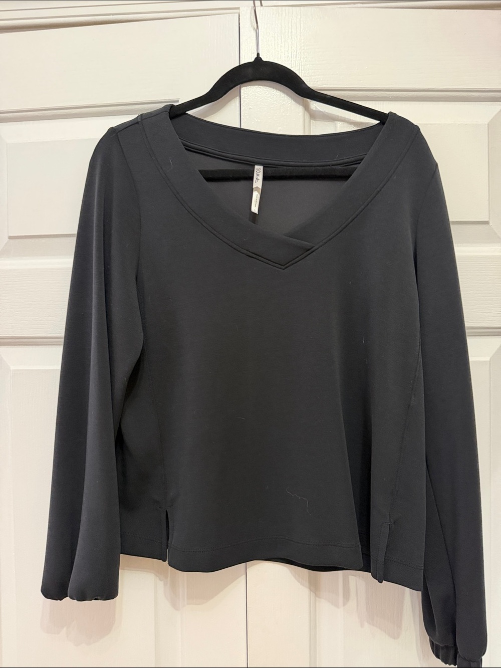 Soma Charcoal V-Neck Long Sleeve Tee